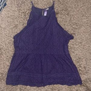 Purple lace embroider shirt halter